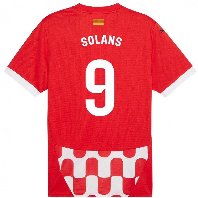 Danxen Femme Maillot Sergi Solans #9 Rouge Blanc Tenues Domicile 2024/25 T-Shirt