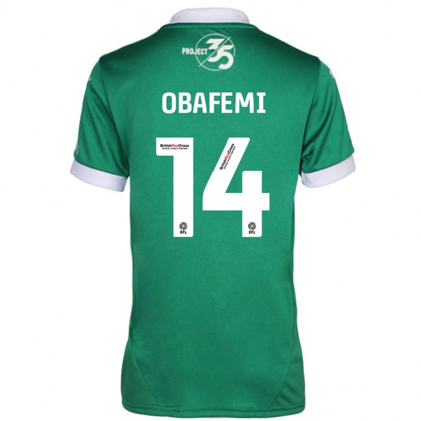 Danxen Femme Maillot Michael Obafemi #14 Vert Blanc Tenues Domicile 2024/25 T-Shirt