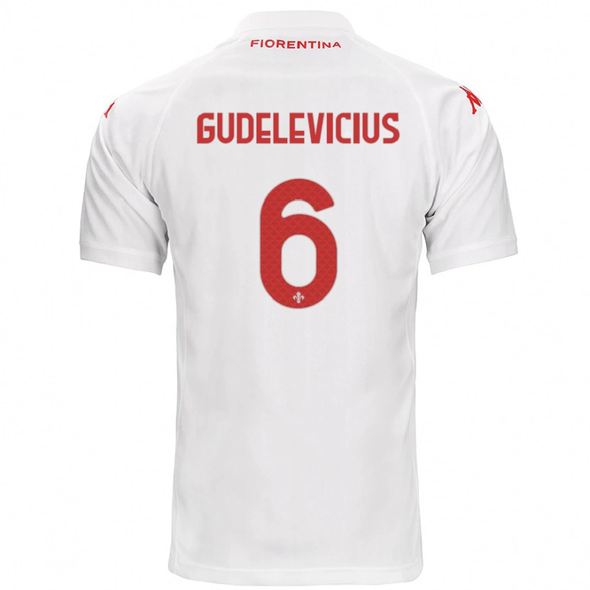 Danxen Femme Maillot Ernestas Gudelevicius #6 Blanc Tenues Extérieur 2024/25 T-Shirt