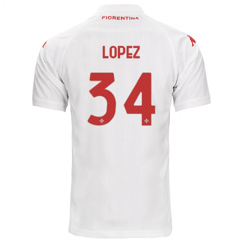 Danxen Femme Maillot Lucas López #34 Blanc Tenues Extérieur 2024/25 T-Shirt