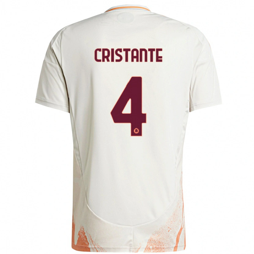 Danxen Femme Maillot Bryan Cristante #4 Crème Blanc Orange Tenues Extérieur 2024/25 T-Shirt