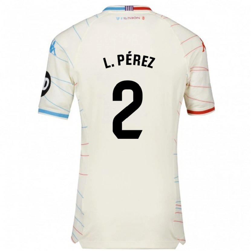 Danxen Femme Maillot Luis Pérez #2 Blanc Rouge Bleu Tenues Extérieur 2024/25 T-Shirt