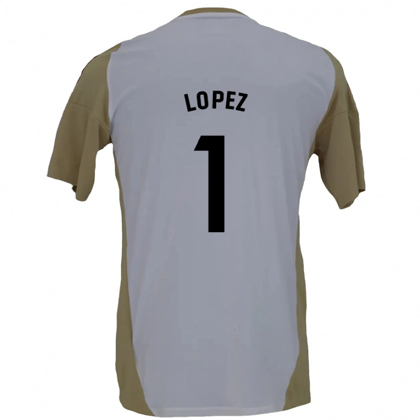 Danxen Femme Maillot Luis López #1 Marron Blanc Tenues Extérieur 2024/25 T-Shirt