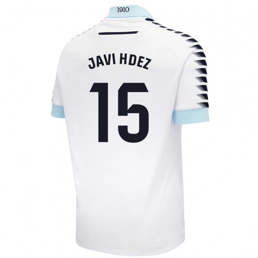 Danxen Femme Maillot Javi Hernández #15 Blanc Bleu Tenues Extérieur 2024/25 T-Shirt