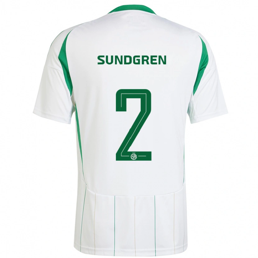 Danxen Femme Maillot Daniel Sundgren #2 Blanc Vert Tenues Extérieur 2024/25 T-Shirt