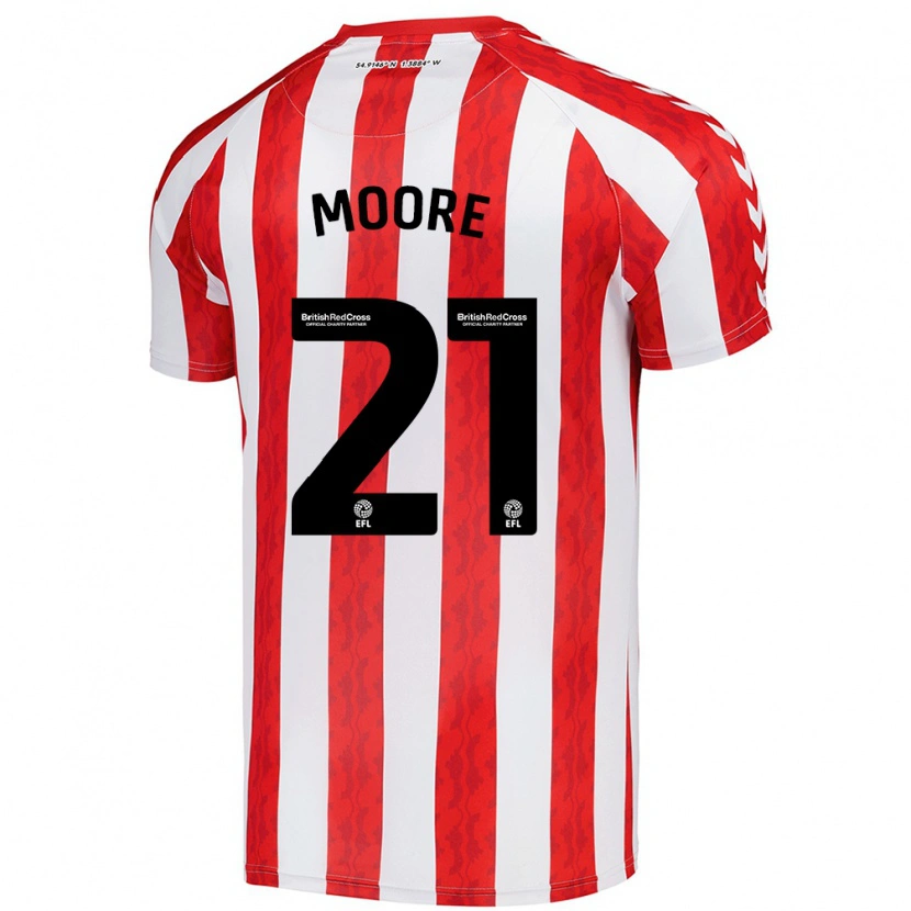 Danxen Enfant Maillot Simon Moore #21 Rouge Blanc Tenues Domicile 2024/25 T-Shirt