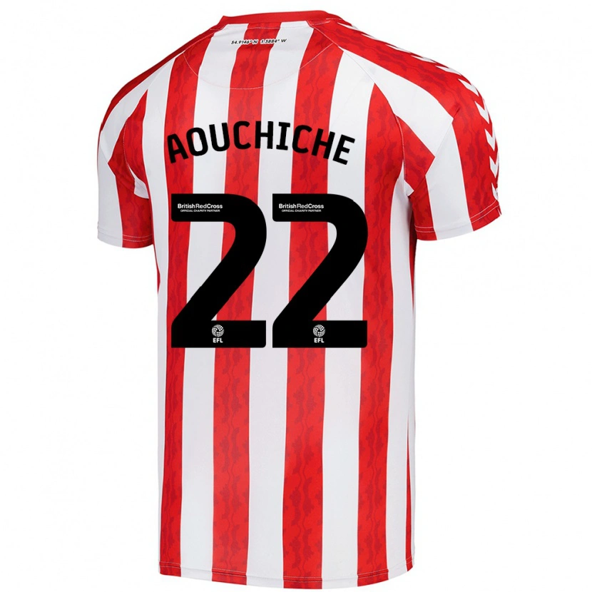 Danxen Enfant Maillot Adil Aouchiche #22 Rouge Blanc Tenues Domicile 2024/25 T-Shirt