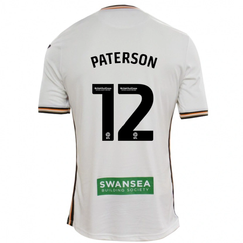 Danxen Enfant Maillot Jamie Paterson #12 Blanc Tenues Domicile 2024/25 T-Shirt