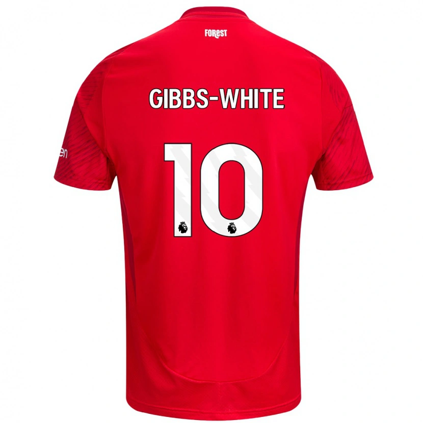 Danxen Enfant Maillot Morgan Gibbs-White #10 Rouge Blanc Tenues Domicile 2024/25 T-Shirt