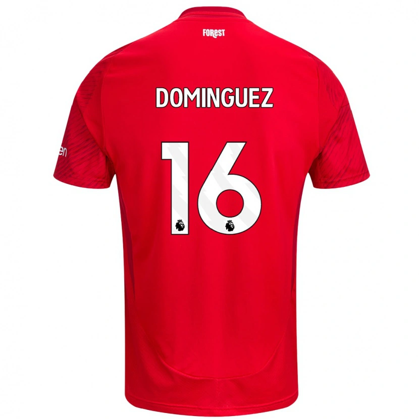 Danxen Enfant Maillot Nicolás Domínguez #16 Rouge Blanc Tenues Domicile 2024/25 T-Shirt