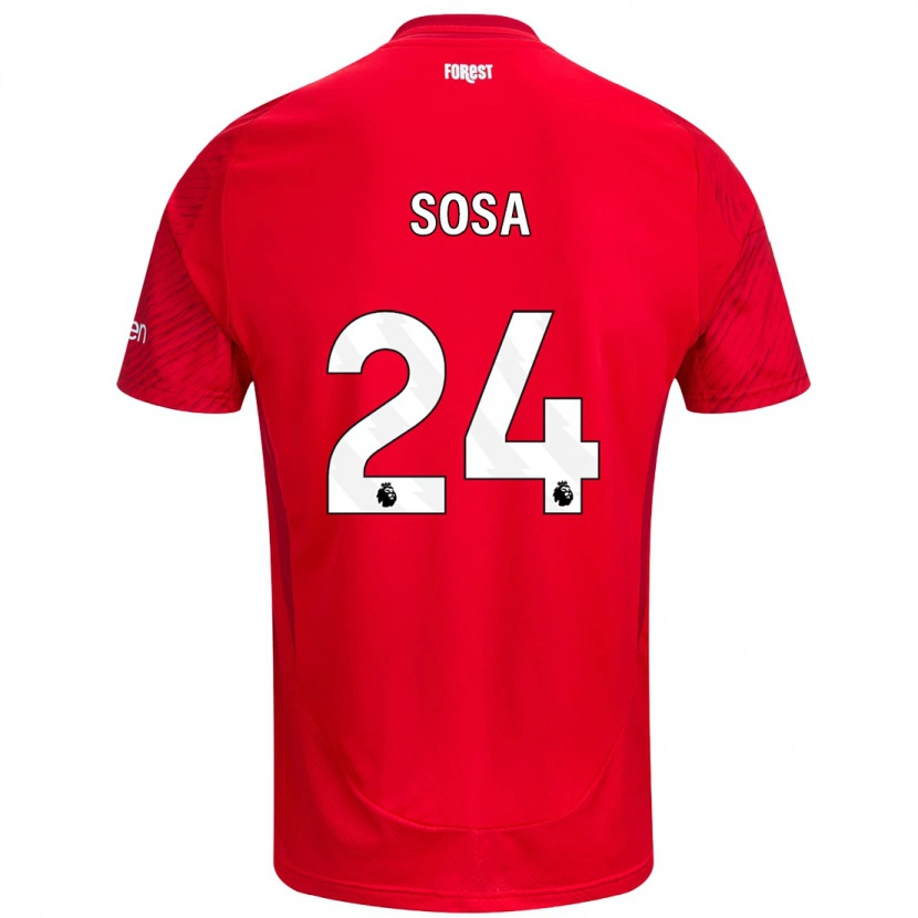 Danxen Enfant Maillot Ramón Sosa #24 Rouge Blanc Tenues Domicile 2024/25 T-Shirt