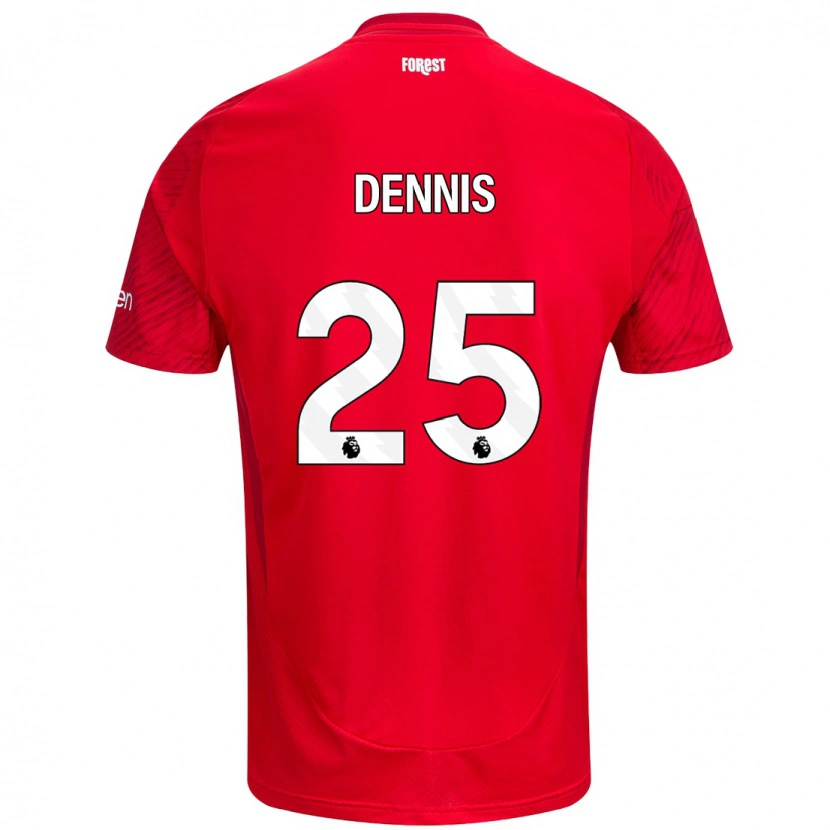 Danxen Enfant Maillot Emmanuel Dennis #25 Rouge Blanc Tenues Domicile 2024/25 T-Shirt