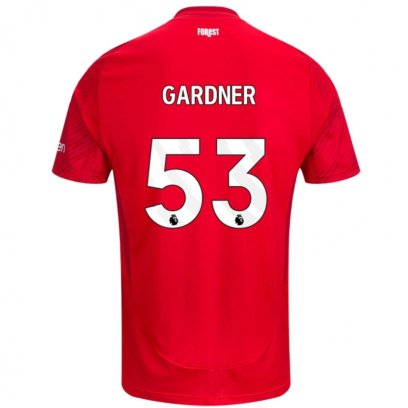 Danxen Enfant Maillot Joe Gardner #53 Rouge Blanc Tenues Domicile 2024/25 T-Shirt