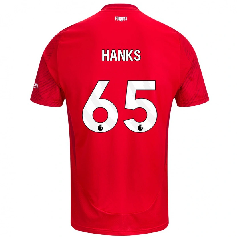 Danxen Enfant Maillot Justin Hanks #65 Rouge Blanc Tenues Domicile 2024/25 T-Shirt