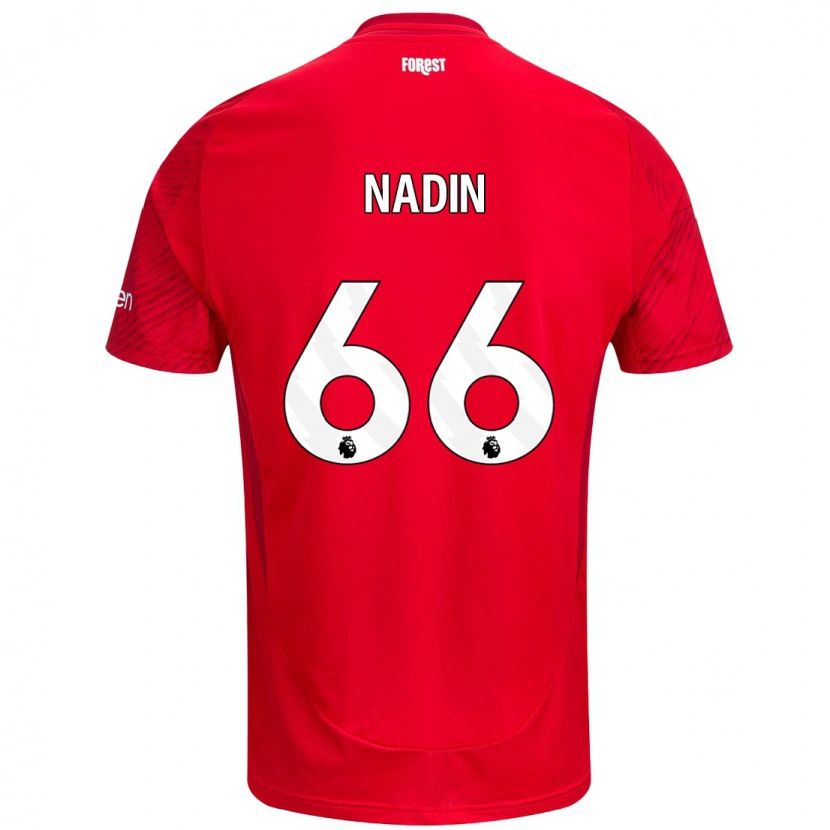 Danxen Enfant Maillot Jack Nadin #66 Rouge Blanc Tenues Domicile 2024/25 T-Shirt