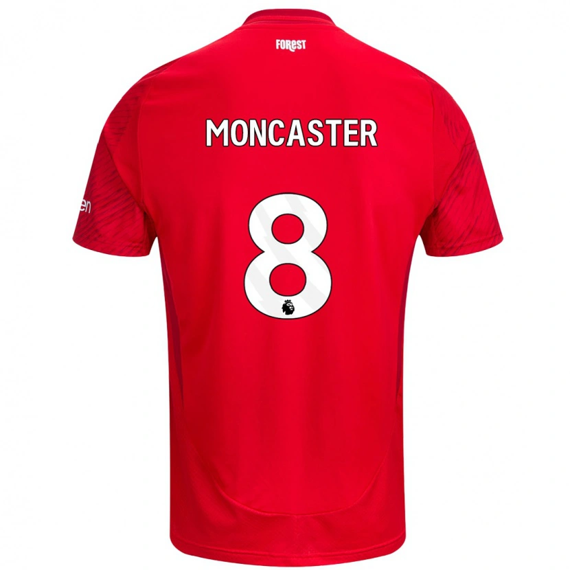 Danxen Enfant Maillot Mai Moncaster #8 Rouge Blanc Tenues Domicile 2024/25 T-Shirt