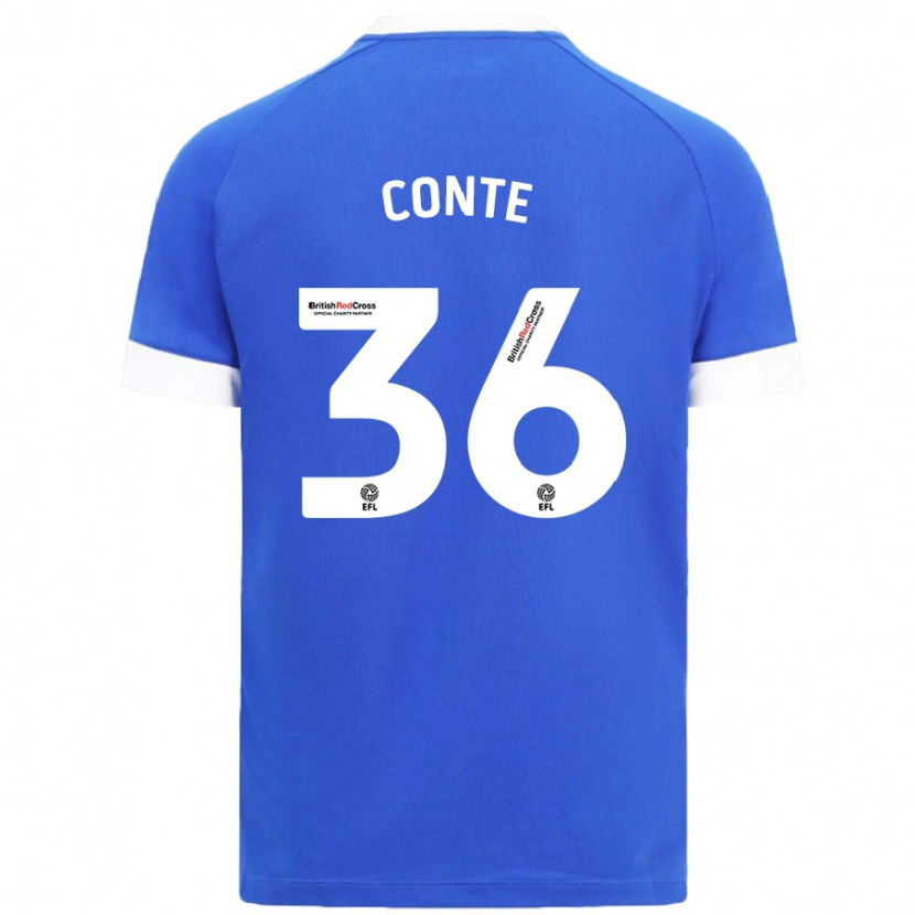 Danxen Enfant Maillot Raheem Conte #36 Bleu Ciel Tenues Domicile 2024/25 T-Shirt