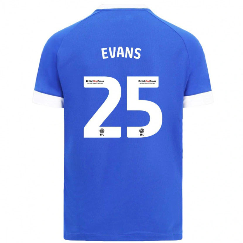 Danxen Enfant Maillot Kieron Evans #25 Bleu Ciel Tenues Domicile 2024/25 T-Shirt