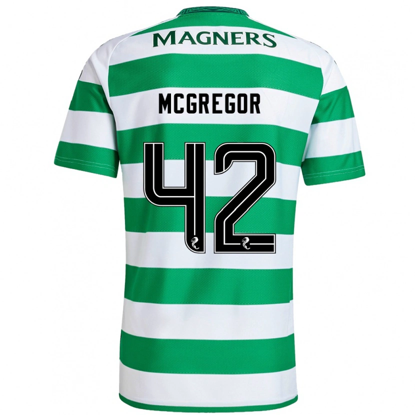 Danxen Enfant Maillot Callum Mcgregor #42 Vert Blanc Tenues Domicile 2024/25 T-Shirt