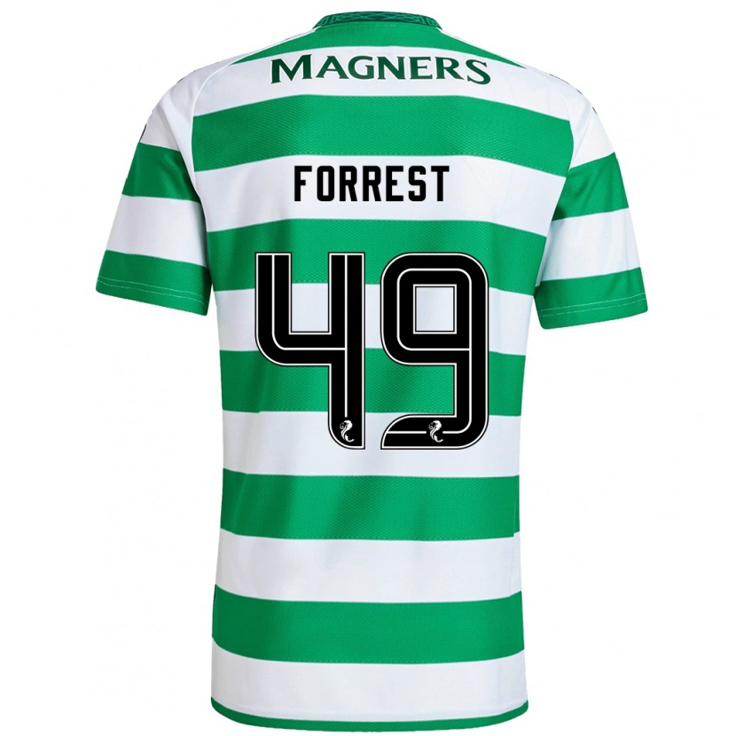 Danxen Enfant Maillot James Forrest #49 Vert Blanc Tenues Domicile 2024/25 T-Shirt