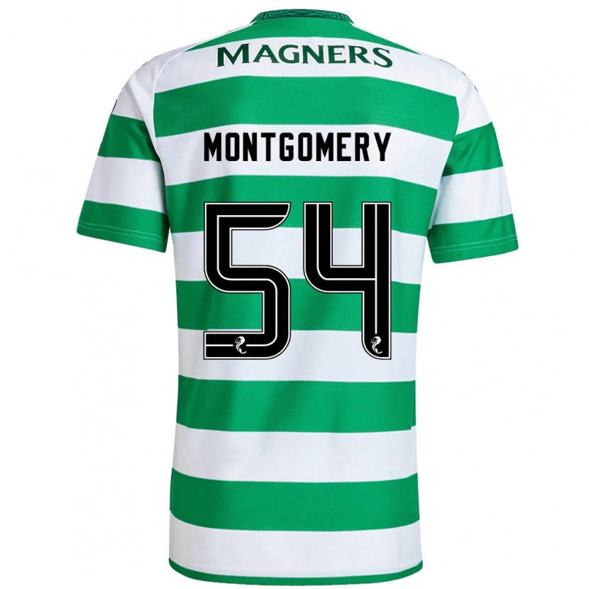 Danxen Enfant Maillot Adam Montgomery #54 Vert Blanc Tenues Domicile 2024/25 T-Shirt