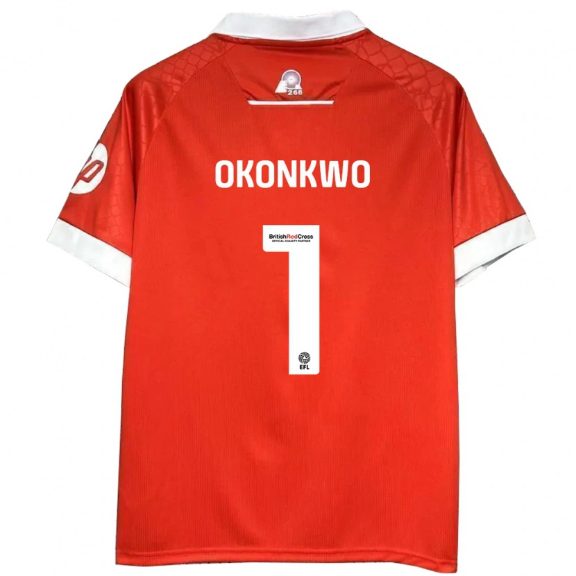 Danxen Enfant Maillot Arthur Okonkwo #1 Rouge Blanc Tenues Domicile 2024/25 T-Shirt