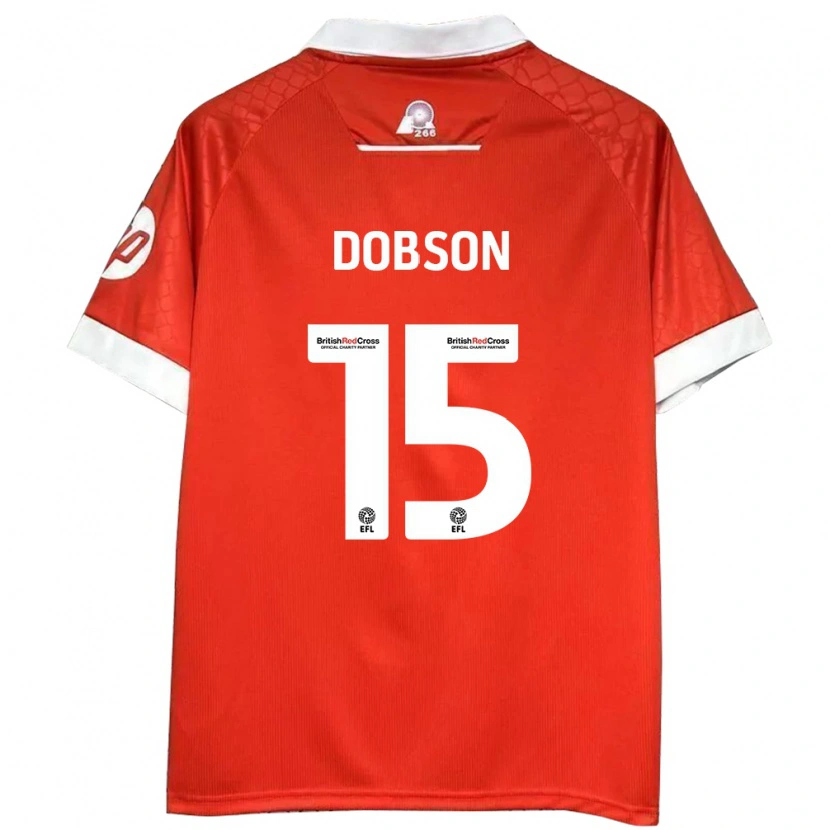 Danxen Enfant Maillot George Dobson #15 Rouge Blanc Tenues Domicile 2024/25 T-Shirt