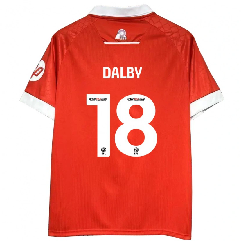 Danxen Enfant Maillot Sam Dalby #18 Rouge Blanc Tenues Domicile 2024/25 T-Shirt