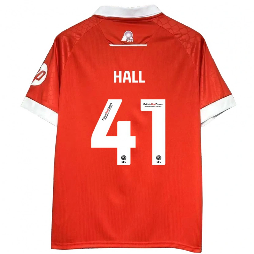 Danxen Enfant Maillot Liam Hall #41 Rouge Blanc Tenues Domicile 2024/25 T-Shirt