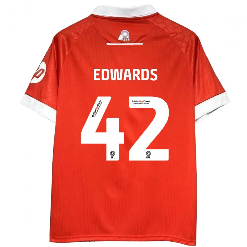 Danxen Enfant Maillot Callum Edwards #42 Rouge Blanc Tenues Domicile 2024/25 T-Shirt