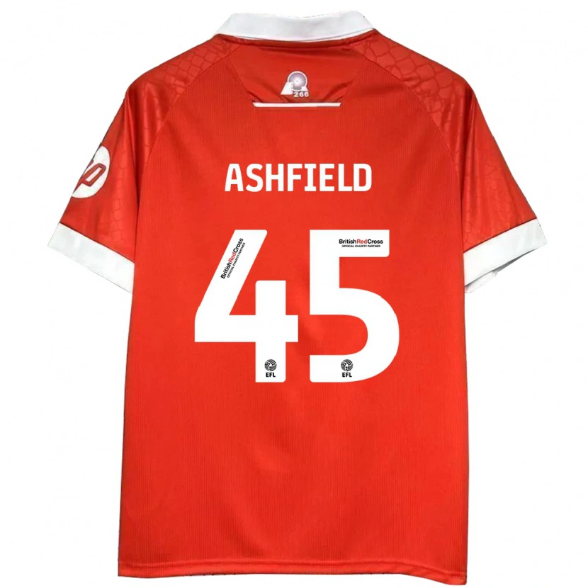 Danxen Enfant Maillot Harry Ashfield #45 Rouge Blanc Tenues Domicile 2024/25 T-Shirt