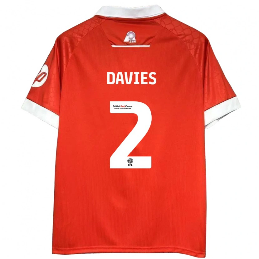 Danxen Enfant Maillot Phoebe Davies #2 Rouge Blanc Tenues Domicile 2024/25 T-Shirt