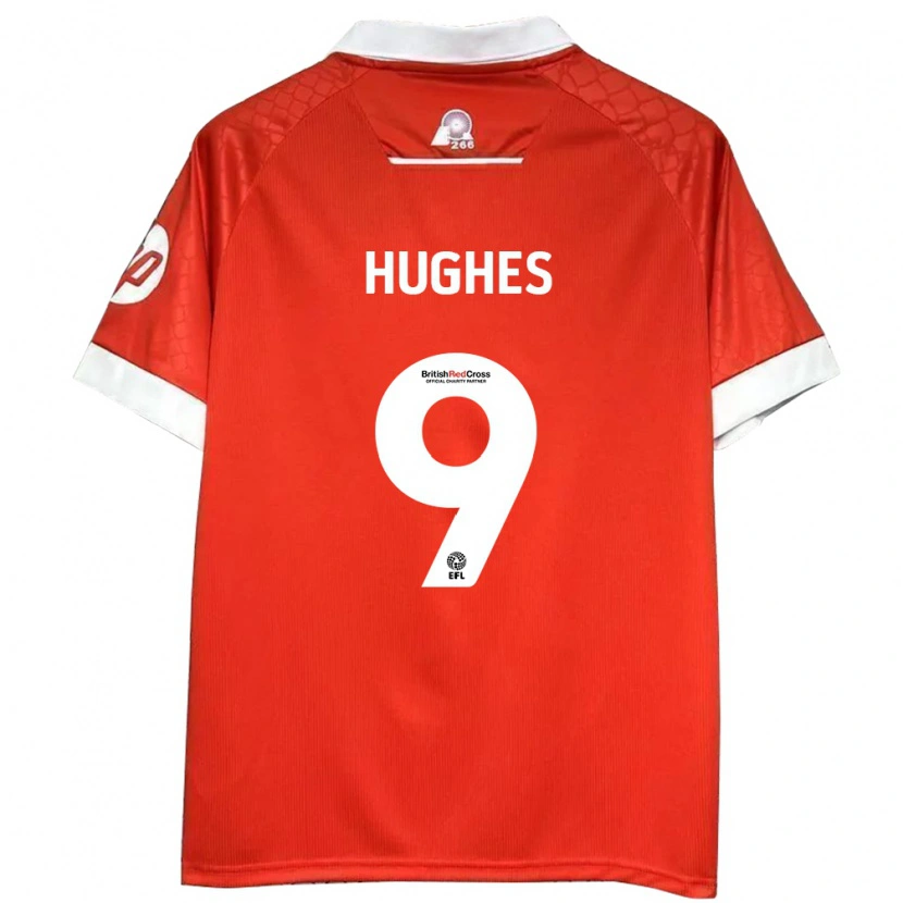 Danxen Enfant Maillot Rosie Hughes #9 Rouge Blanc Tenues Domicile 2024/25 T-Shirt