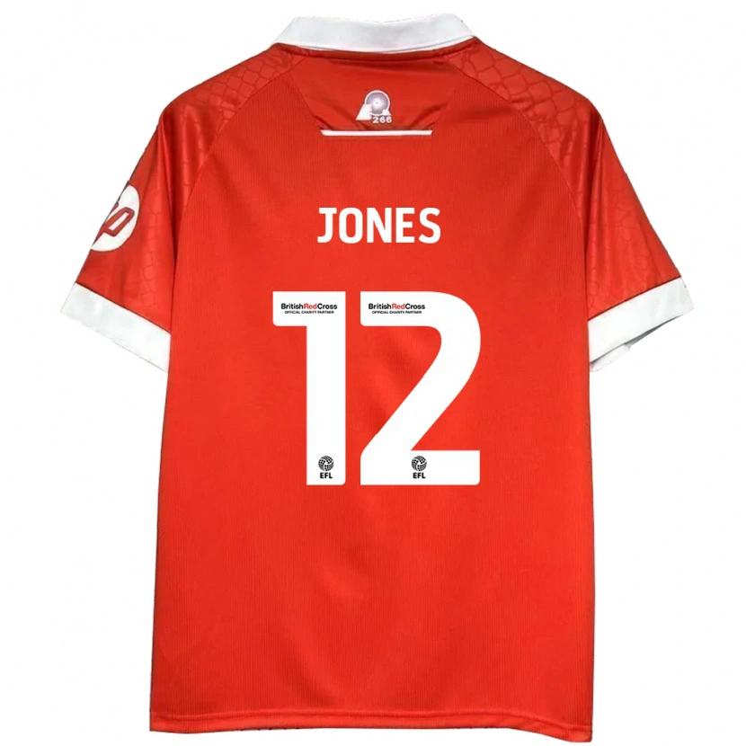 Danxen Enfant Maillot Carra Jones #12 Rouge Blanc Tenues Domicile 2024/25 T-Shirt