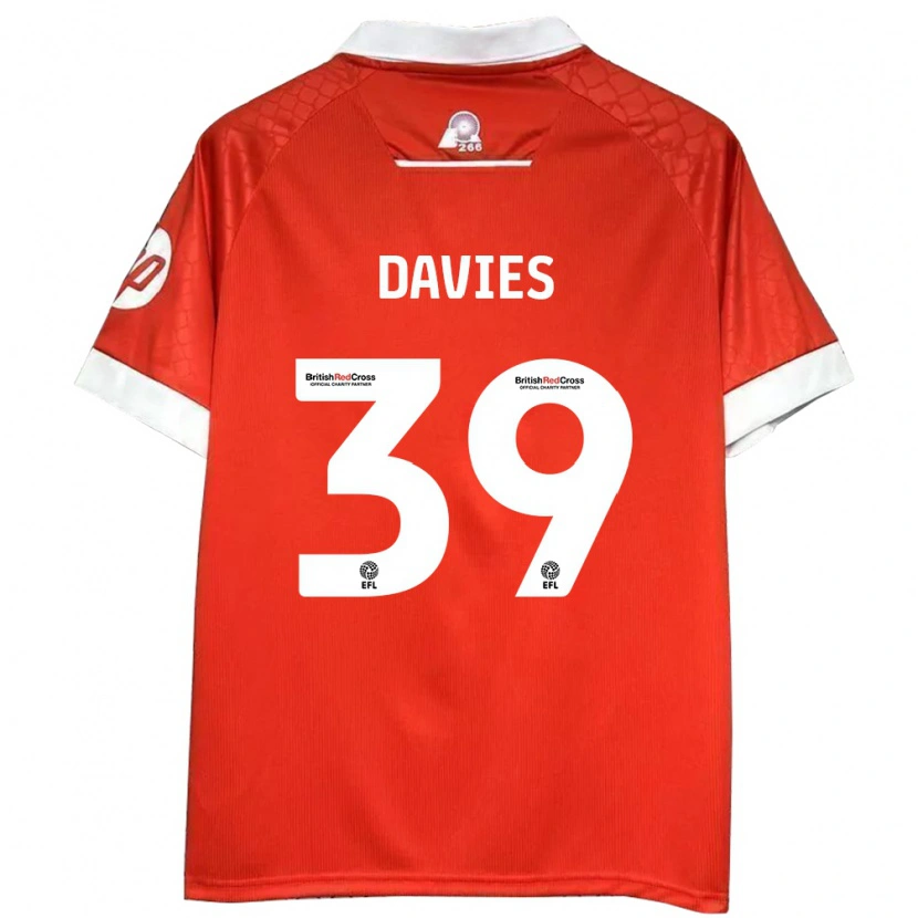 Danxen Enfant Maillot Daniel Davies #39 Rouge Blanc Tenues Domicile 2024/25 T-Shirt