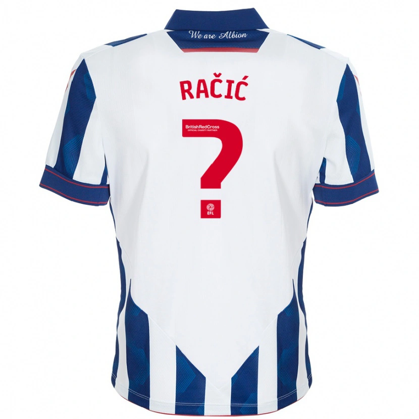 Danxen Enfant Maillot Uroš Račić #0 Blanc Bleu Foncé Tenues Domicile 2024/25 T-Shirt