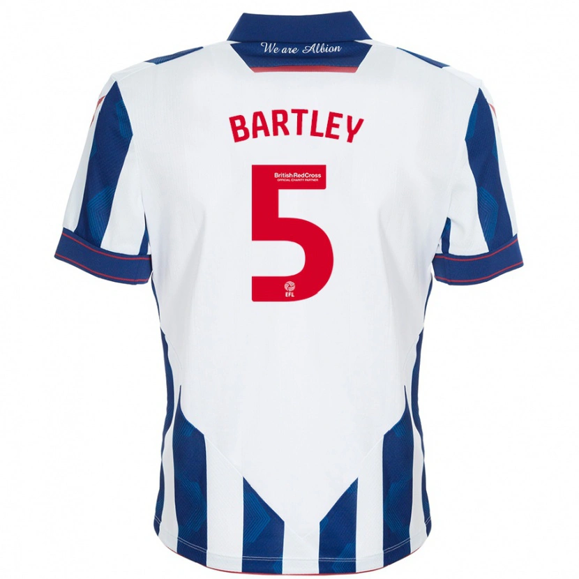 Danxen Enfant Maillot Kyle Bartley #5 Blanc Bleu Foncé Tenues Domicile 2024/25 T-Shirt