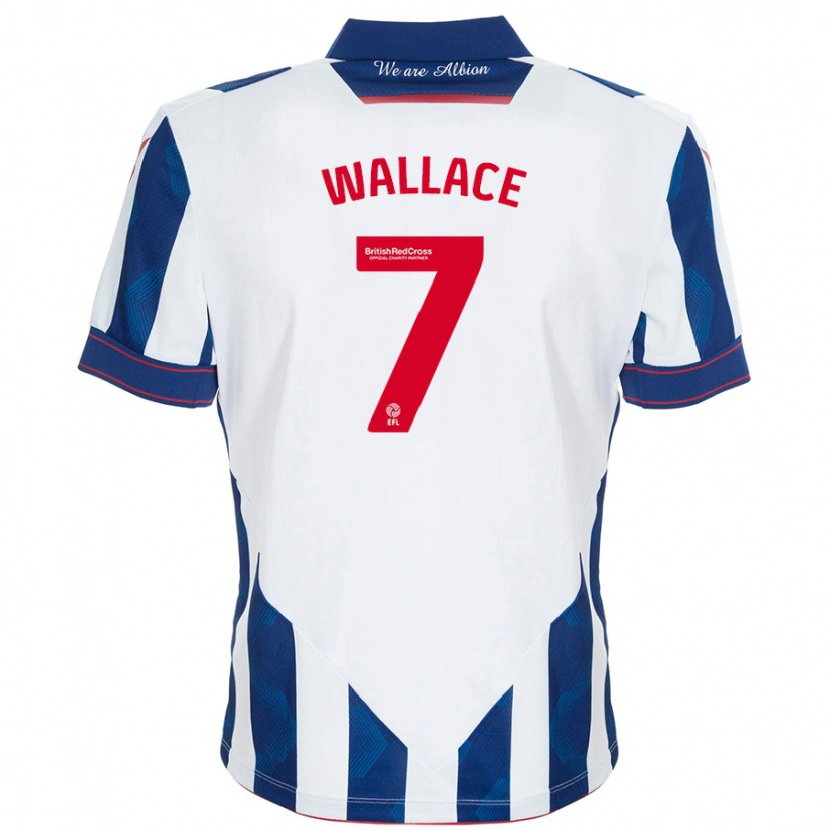 Danxen Enfant Maillot Jed Wallace #7 Blanc Bleu Foncé Tenues Domicile 2024/25 T-Shirt