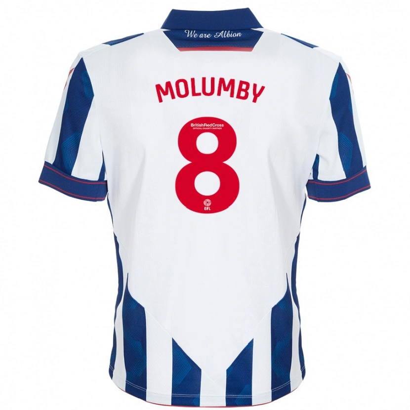 Danxen Enfant Maillot Jayson Molumby #8 Blanc Bleu Foncé Tenues Domicile 2024/25 T-Shirt