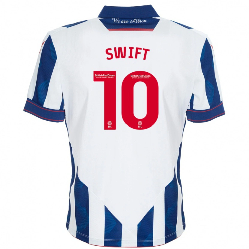 Danxen Enfant Maillot John Swift #10 Blanc Bleu Foncé Tenues Domicile 2024/25 T-Shirt