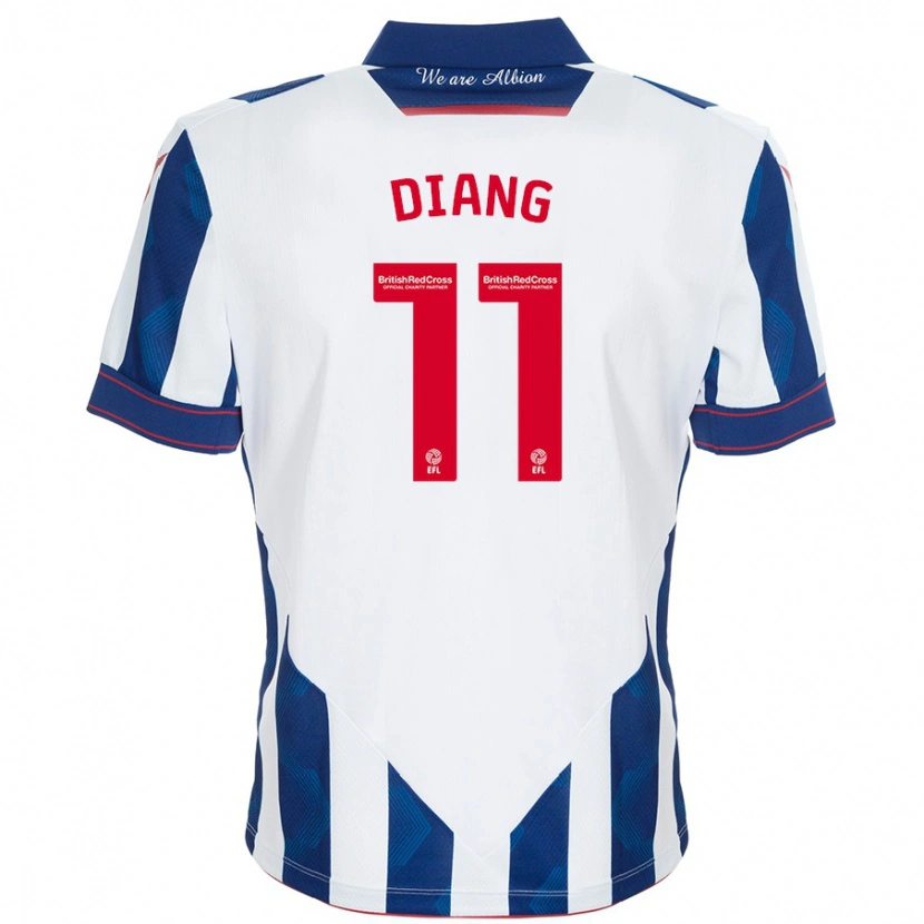 Danxen Enfant Maillot Grady Diangana #11 Blanc Bleu Foncé Tenues Domicile 2024/25 T-Shirt