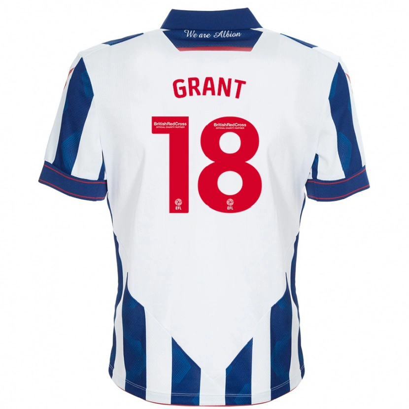 Danxen Enfant Maillot Karlan Grant #18 Blanc Bleu Foncé Tenues Domicile 2024/25 T-Shirt