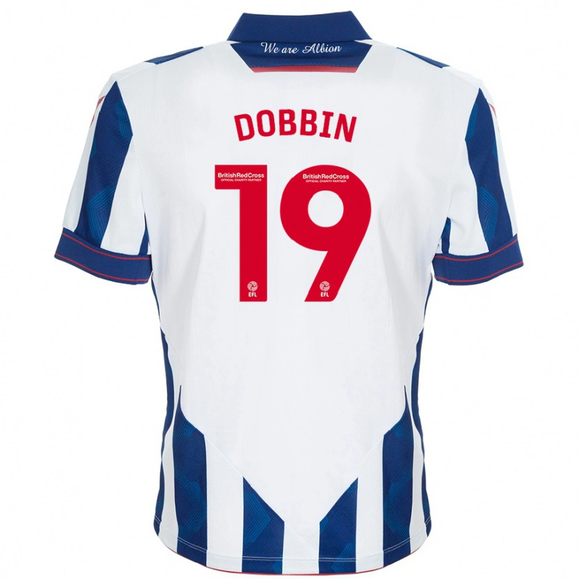 Danxen Enfant Maillot Lewis Dobbin #19 Blanc Bleu Foncé Tenues Domicile 2024/25 T-Shirt