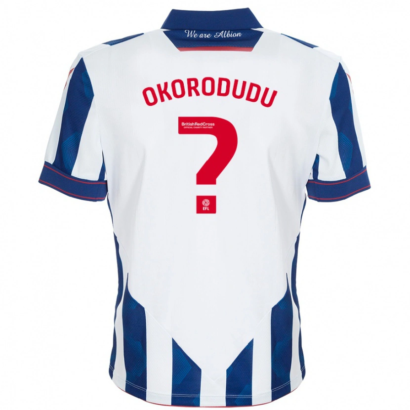 Danxen Enfant Maillot Adam Okorodudu #0 Blanc Bleu Foncé Tenues Domicile 2024/25 T-Shirt