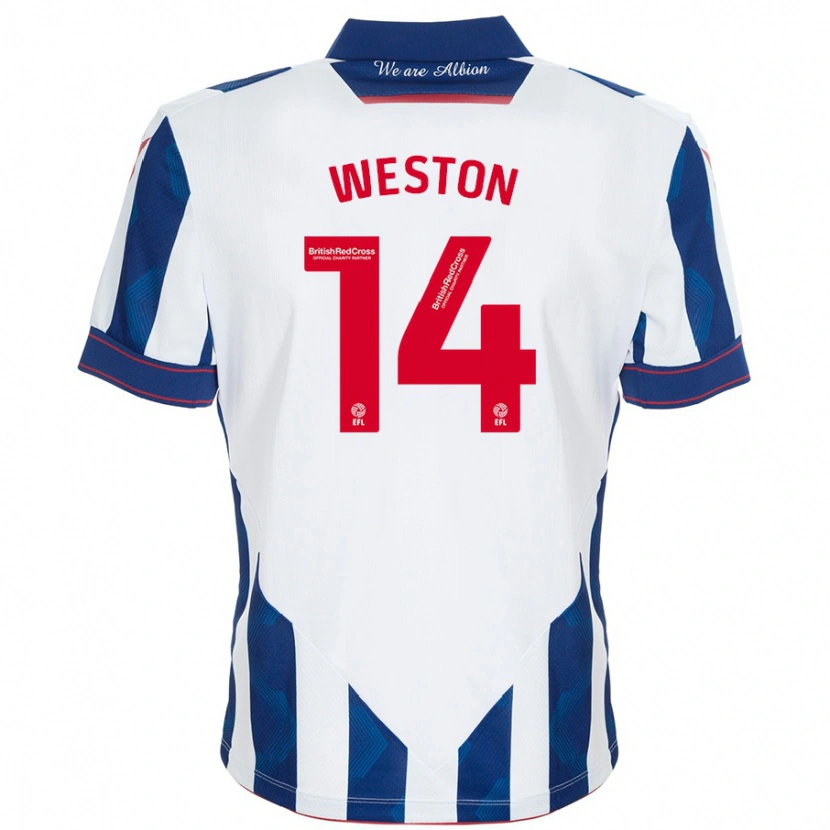 Danxen Enfant Maillot Steph Weston #14 Blanc Bleu Foncé Tenues Domicile 2024/25 T-Shirt