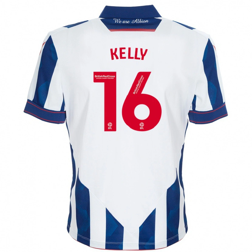 Danxen Enfant Maillot Martin Kelly #16 Blanc Bleu Foncé Tenues Domicile 2024/25 T-Shirt