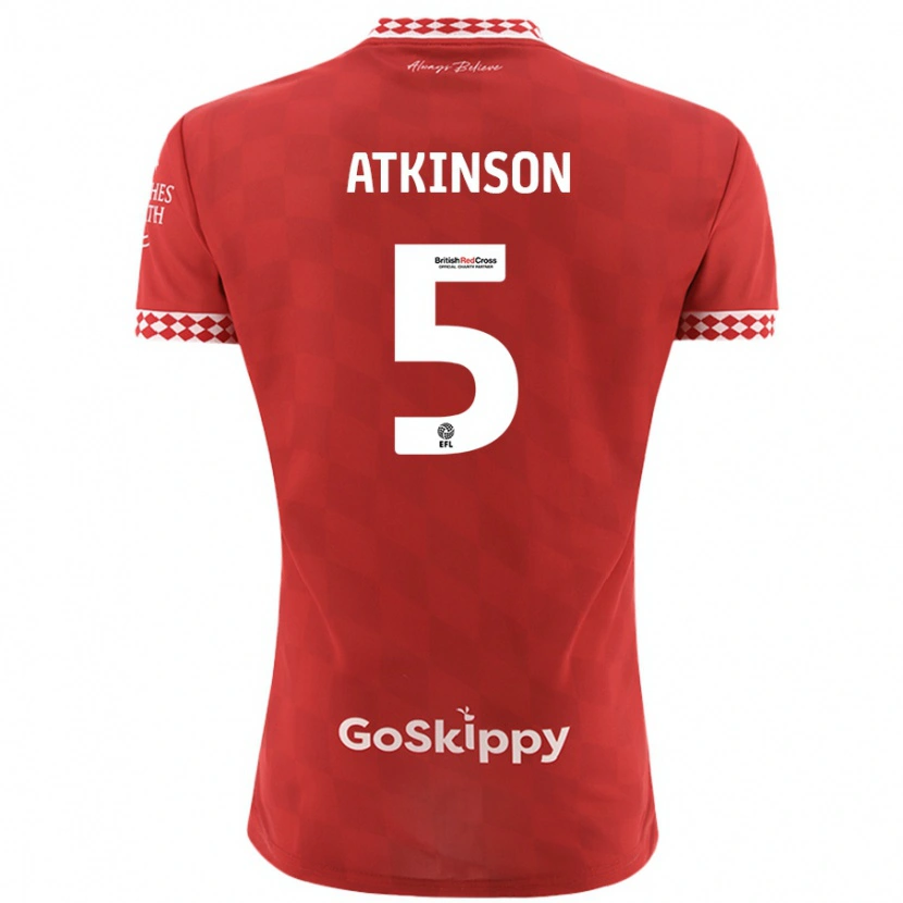 Danxen Enfant Maillot Rob Atkinson #5 Rouge Tenues Domicile 2024/25 T-Shirt