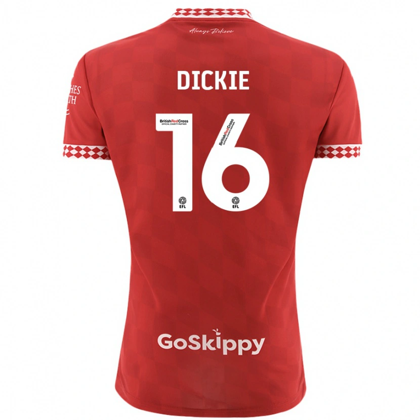 Danxen Enfant Maillot Rob Dickie #16 Rouge Tenues Domicile 2024/25 T-Shirt