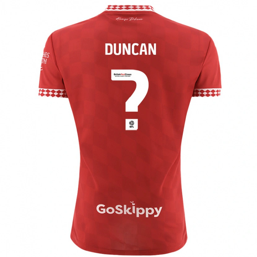 Danxen Enfant Maillot Joe Duncan #0 Rouge Tenues Domicile 2024/25 T-Shirt