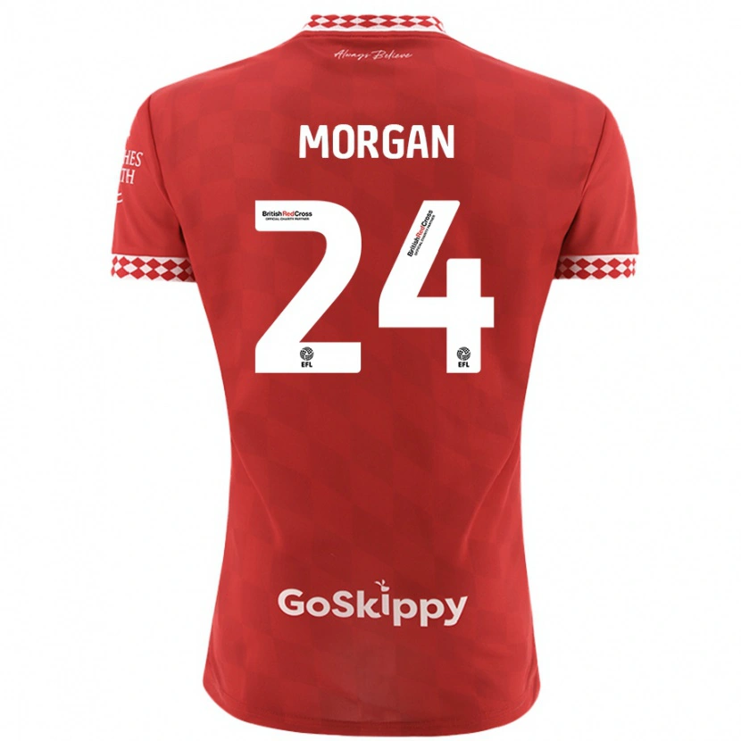 Danxen Enfant Maillot Ffion Morgan #24 Rouge Tenues Domicile 2024/25 T-Shirt